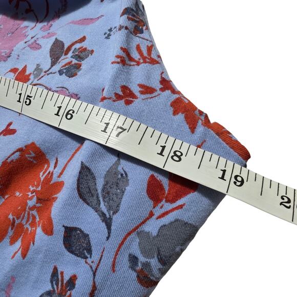 Pact Organic Cotton Fit & Flare Midi Dress Size XL stretch knit floral Blue - Picture 8 of 9